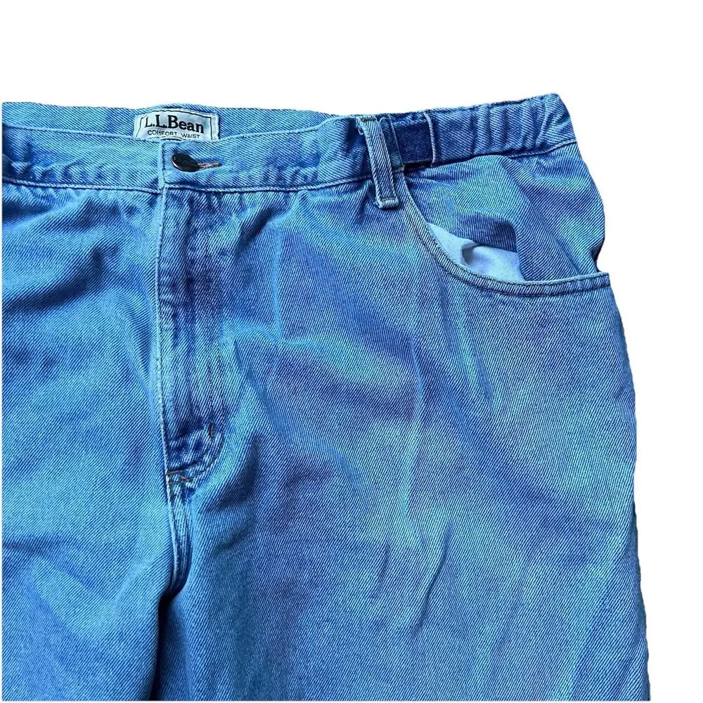 LL Bean Double L Hidden Comfort Waist Natural Fit Denim Blue Jeans Men's 42x32